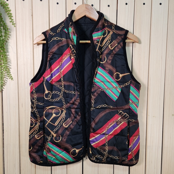 Ralph Lauren LRL Reversible Womens Vest. Vintage Size M Equestrian Horse Bit - Picture 3 of 14